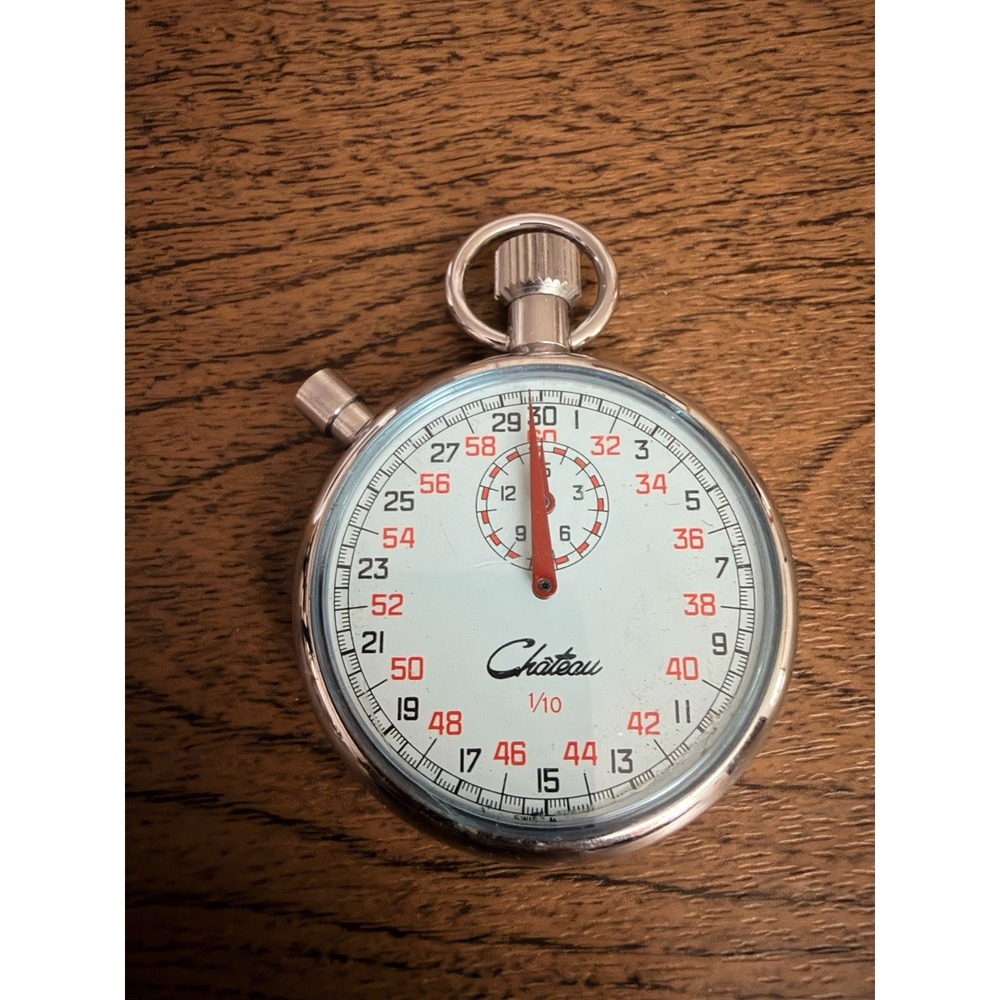 Vintage Catreau Swiss Made 1/10 Second Mechanical Stopwatch Timer Working Chrome